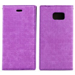 Samsung Galaxy S6 Slim Wave Magnetic Flip Leather Wallet Case (Purple)